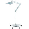 White Floor Magnifier Lamp with Magnifying Glass Lens providing 5 dioptre Magnifier plus 5 legged base